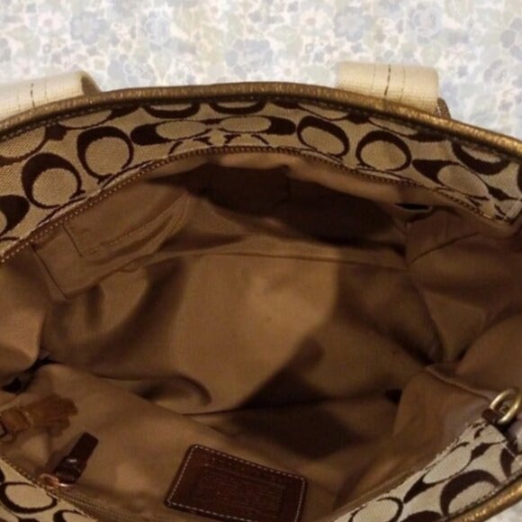 Brown signature patchwork Coach tote Handbag - Picture 4 of 7